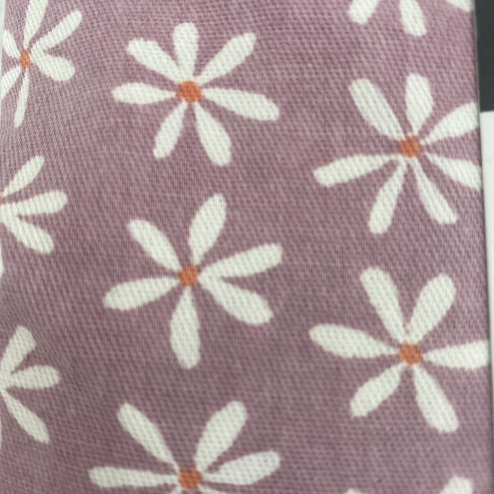 Novogratz Shower Curtain Pink Purple White Daisy Flowers 100% Cotton Fabric